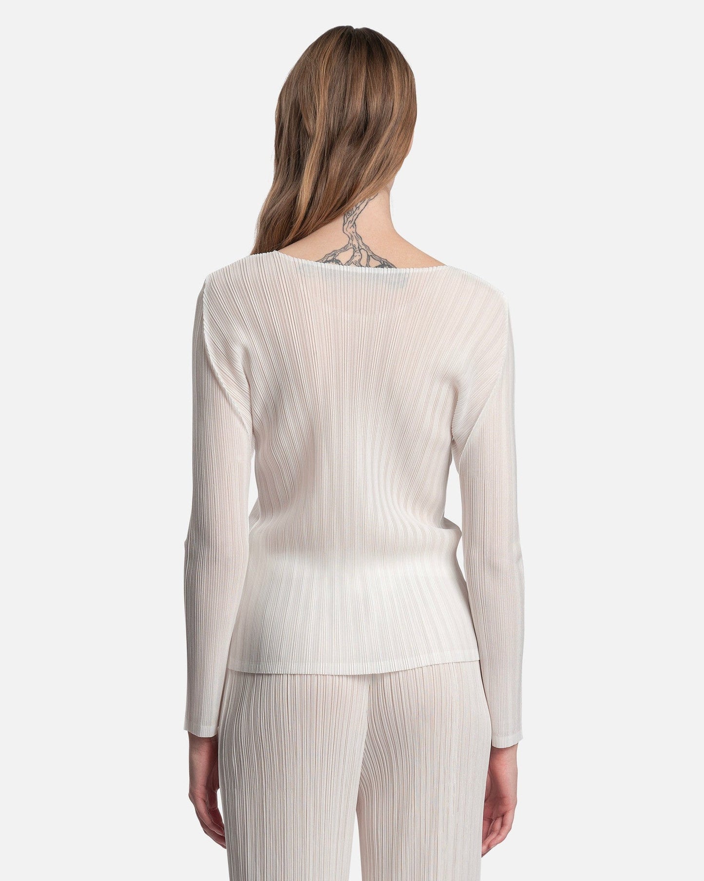 Pleats Please Issey Miyake Women Tops Rib Pleats Basics in White