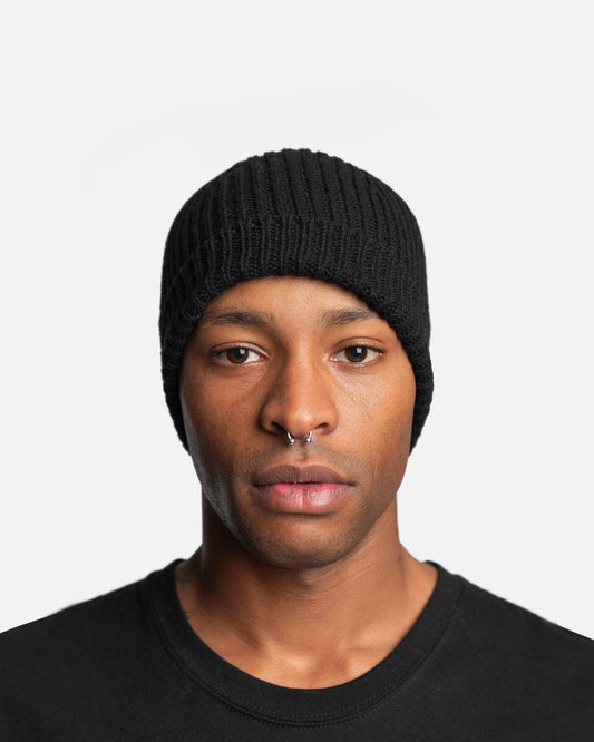 Rick Owens Men's Hats Ribbed Beanie in Black
