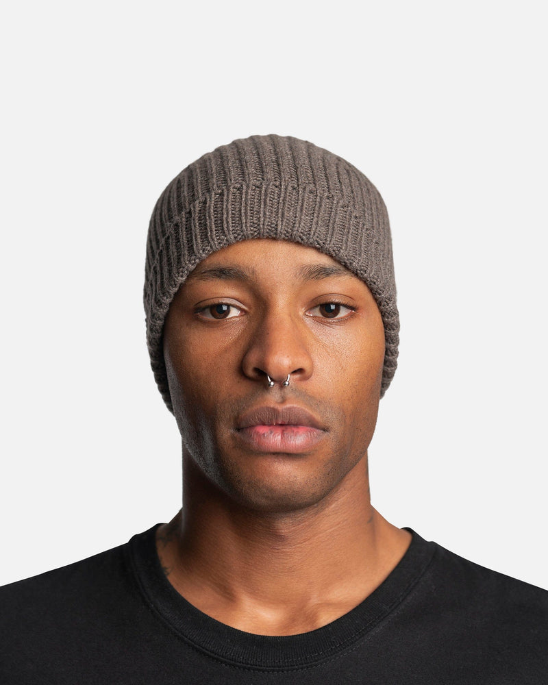 Rick Owens Men's Hats Ribbed Beanie in Dust