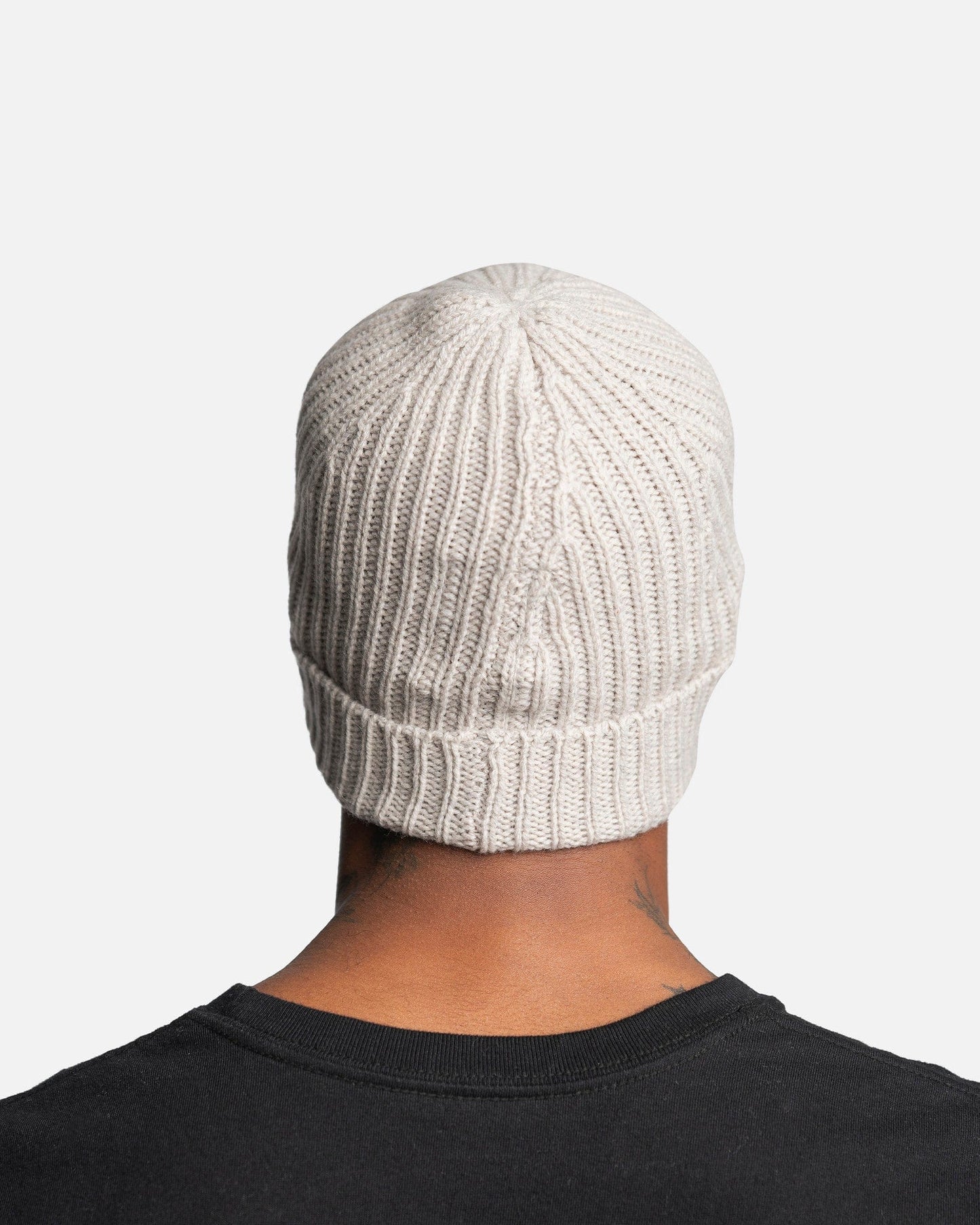 Rick Owens Men's Hats Ribbed Beanie in Pearl
