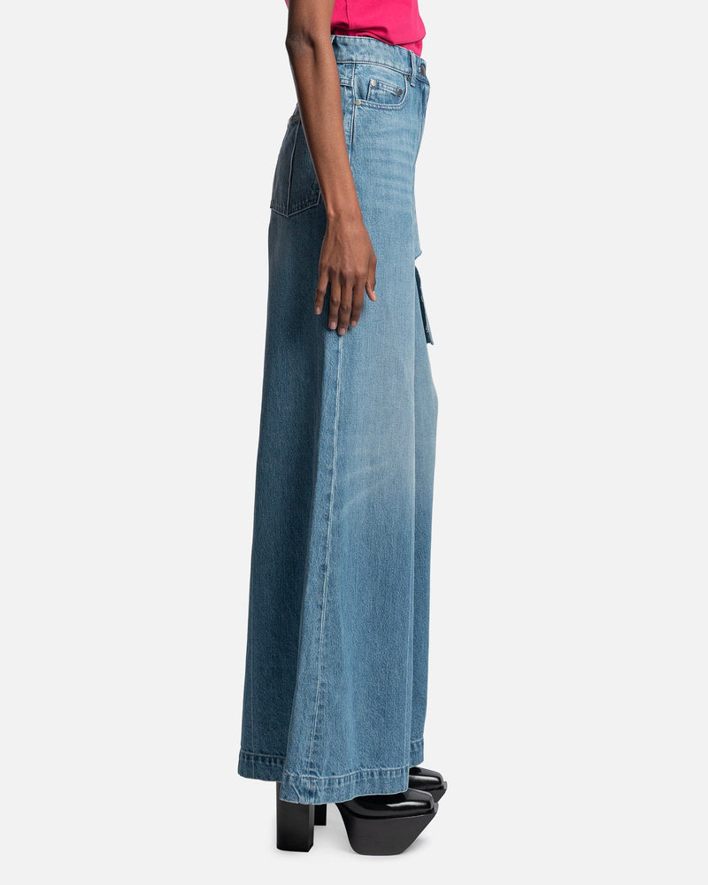 Peter Do Women Pants Ripped Straight Leg Jeans in Powder Blue