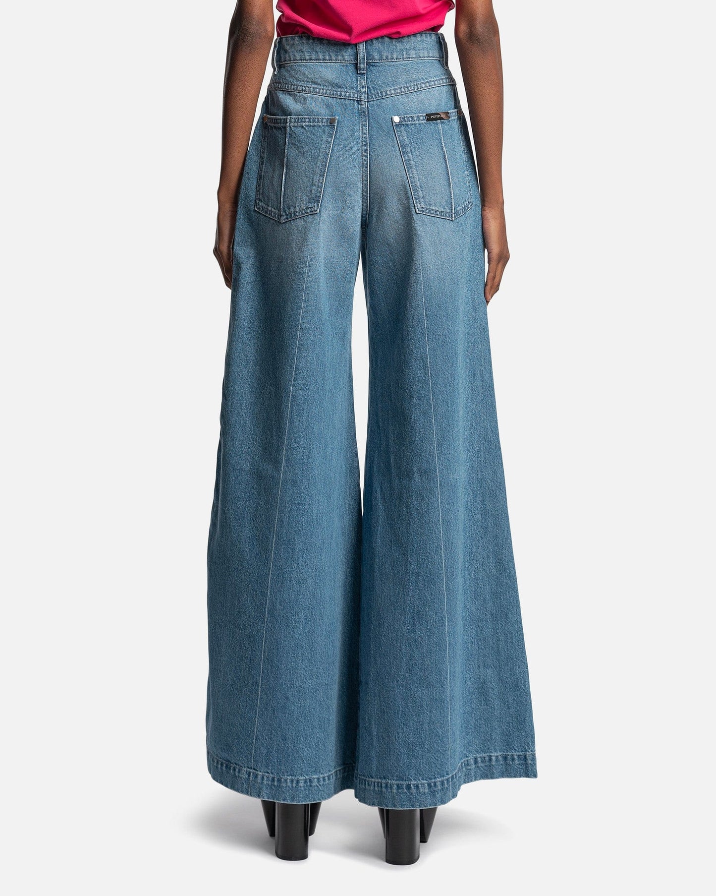 Peter Do Women Pants Ripped Straight Leg Jeans in Powder Blue