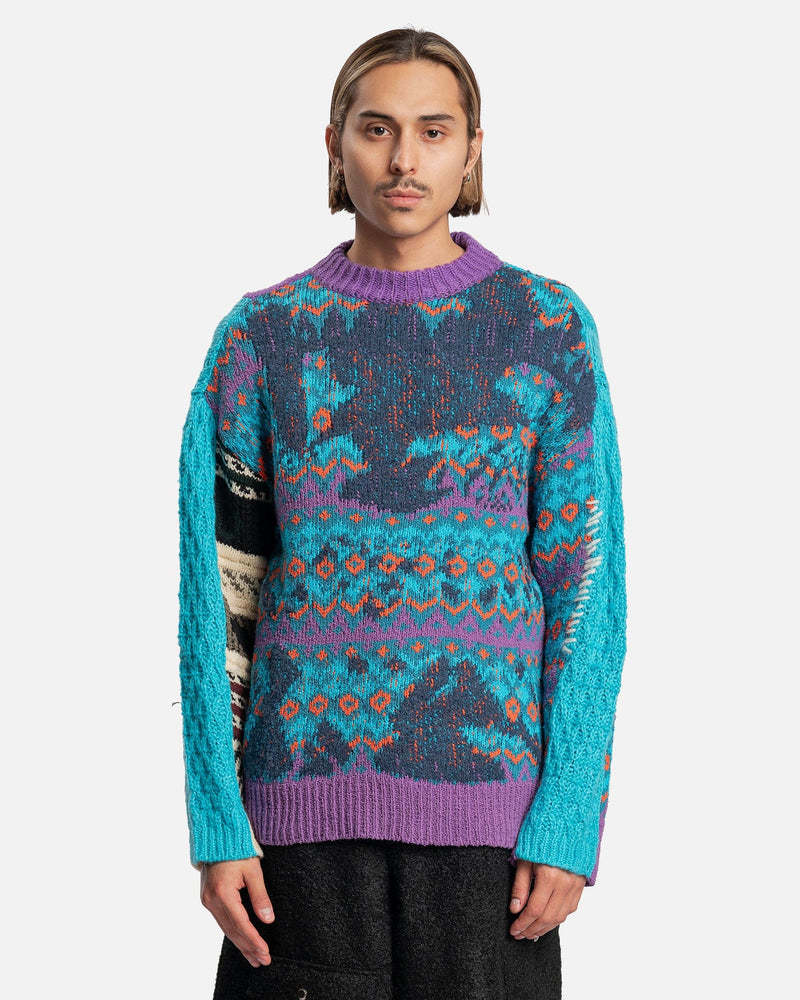 Andersson Bell Men's Sweater River Jacquard Crewneck Sweater in Blue/Lilac