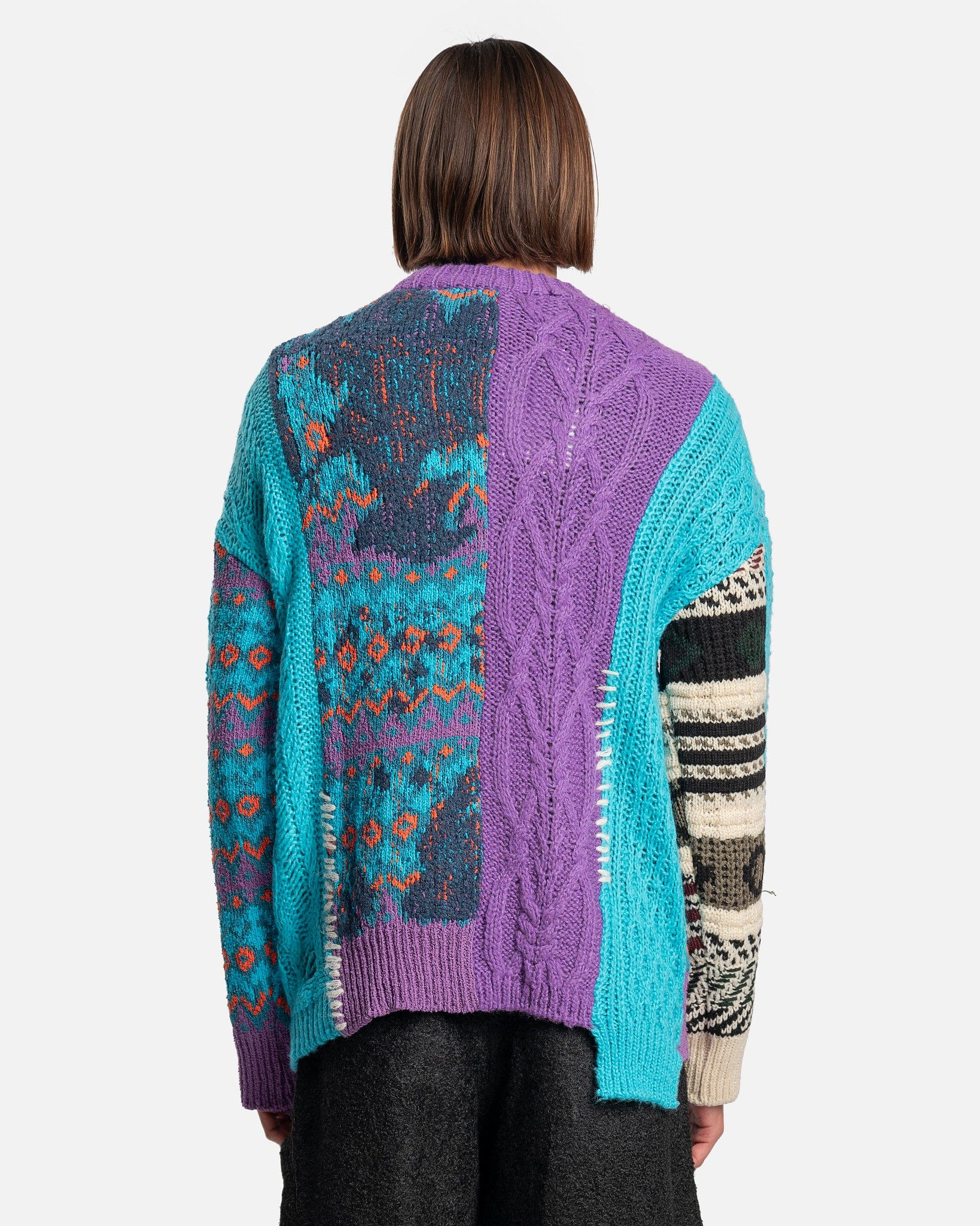 Andersson Bell Men's Sweater River Jacquard Crewneck Sweater in Blue/Lilac