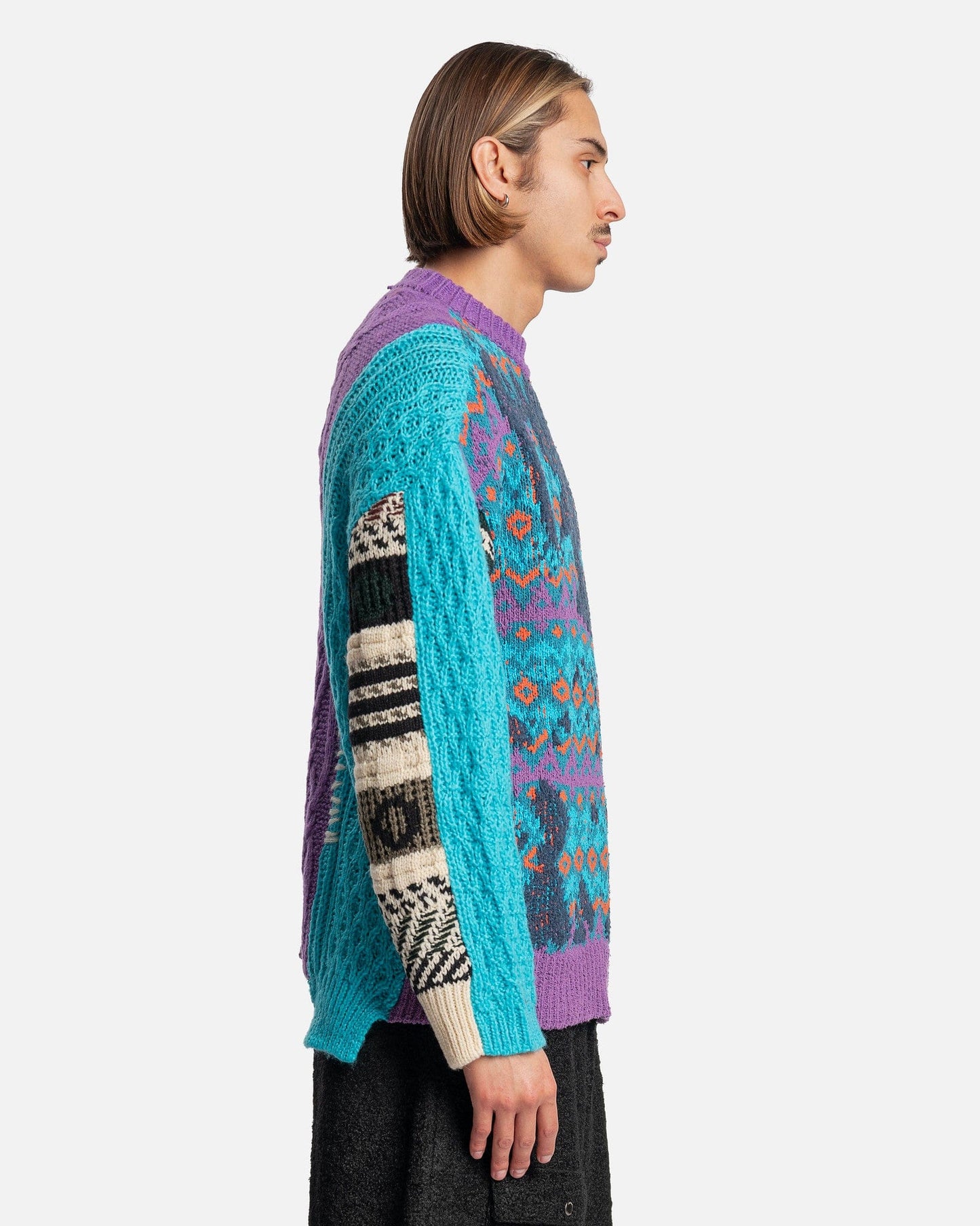 Andersson Bell Men's Sweater River Jacquard Crewneck Sweater in Blue/Lilac