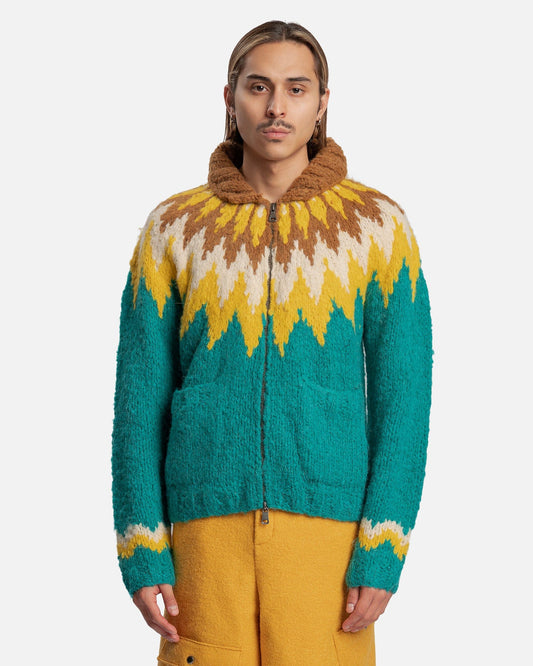 Andersson Bell Men's Sweater Riverton Handmade Nordic Cardigan in Brown/Green