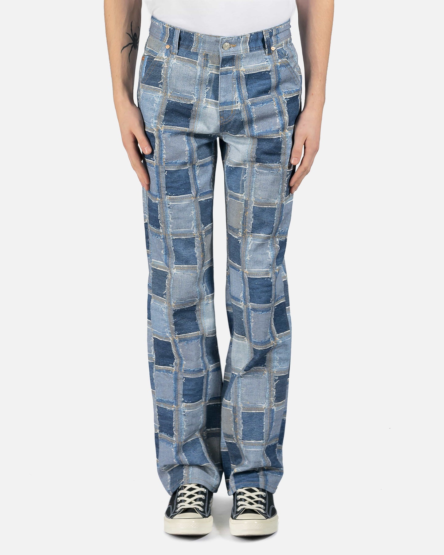 Andersson Bell Rode Patchwork Print Denim Pants in Blue