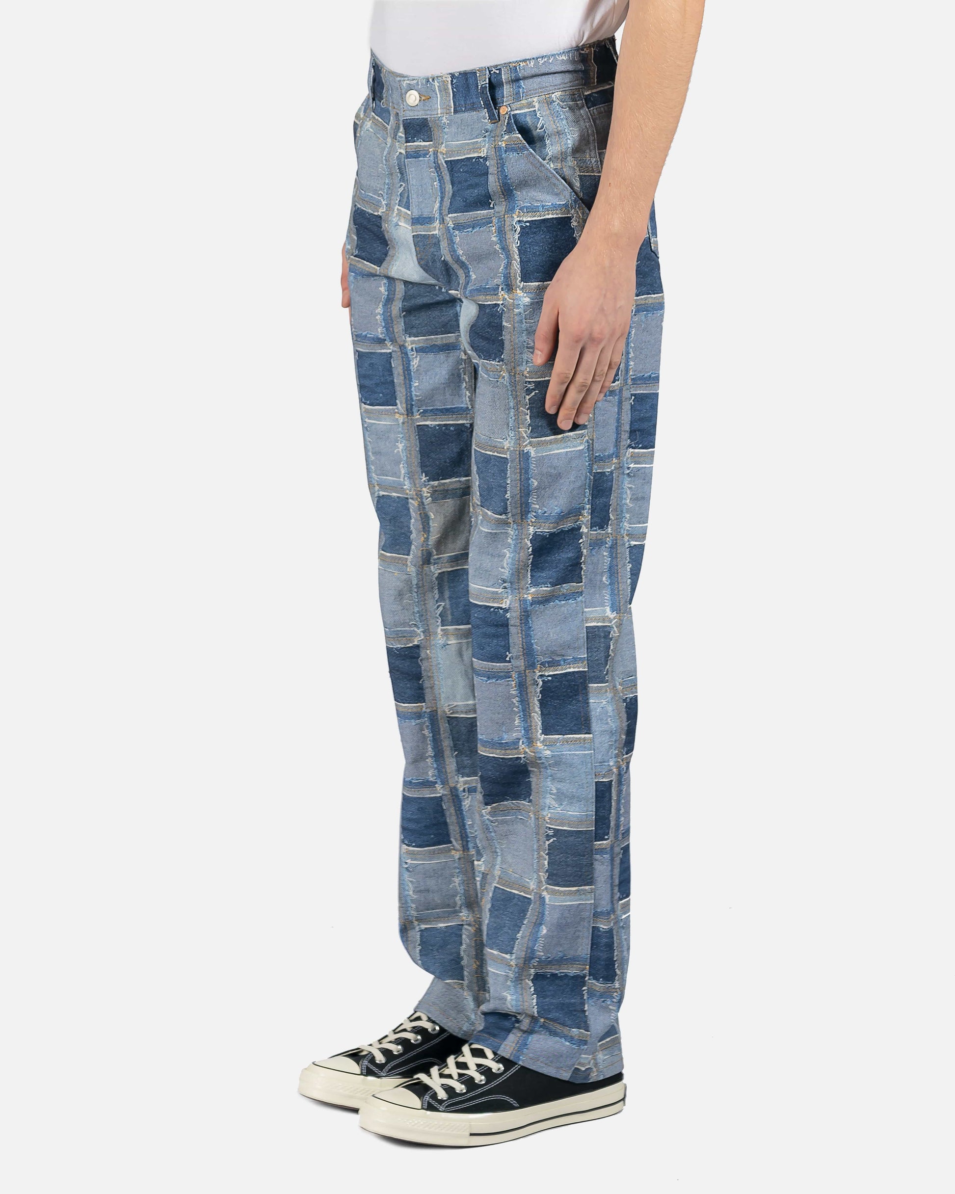 Andersson Bell Rode Patchwork Print Denim Pants in Blue