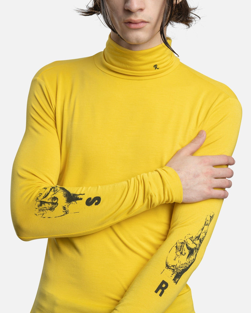 Raf Simons Men's Tops RS Hand Sign Sleeve Print Turtleneck in Yellow