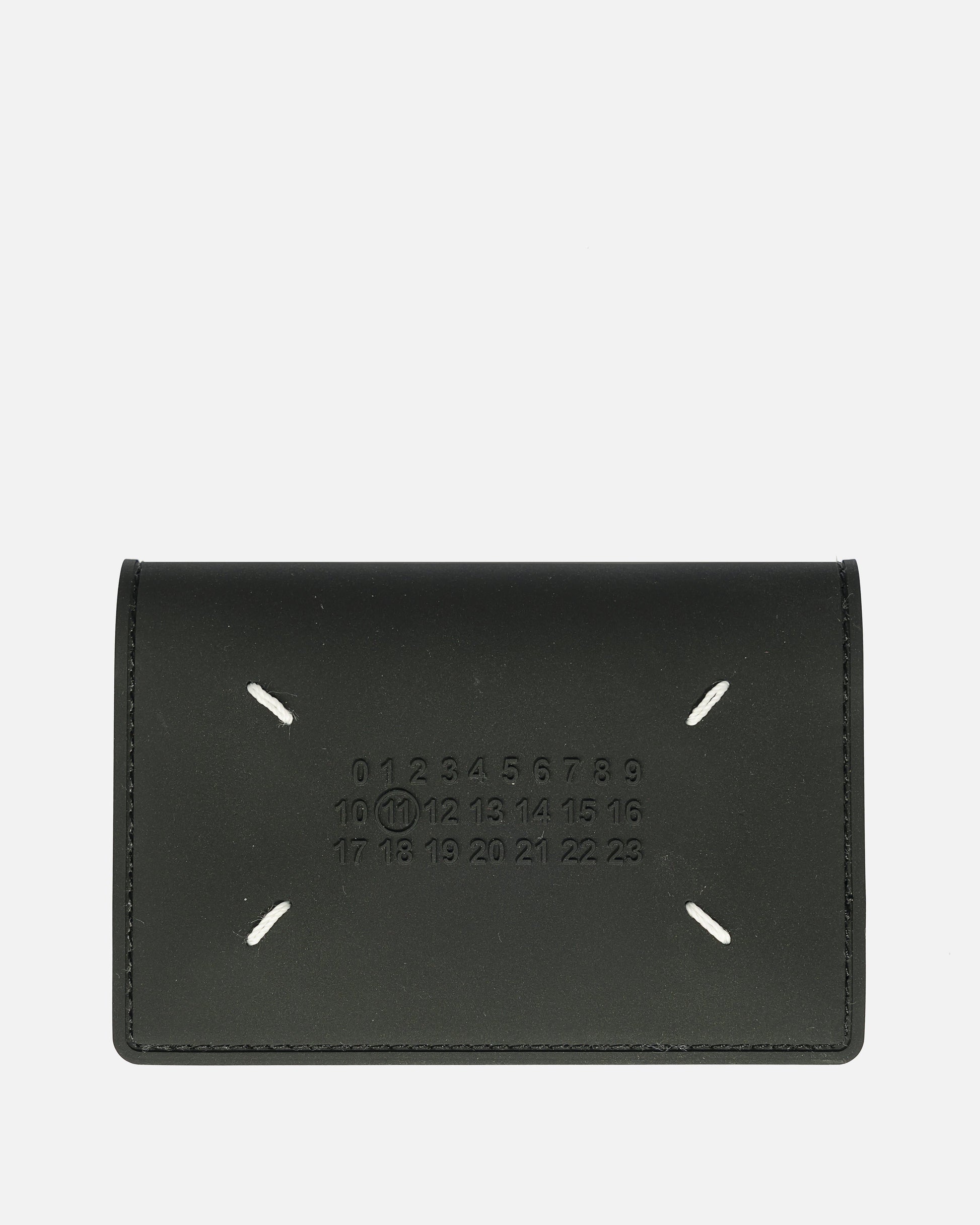 Maison Margiela Leather Goods Rubberized Fold Card Holder in Black