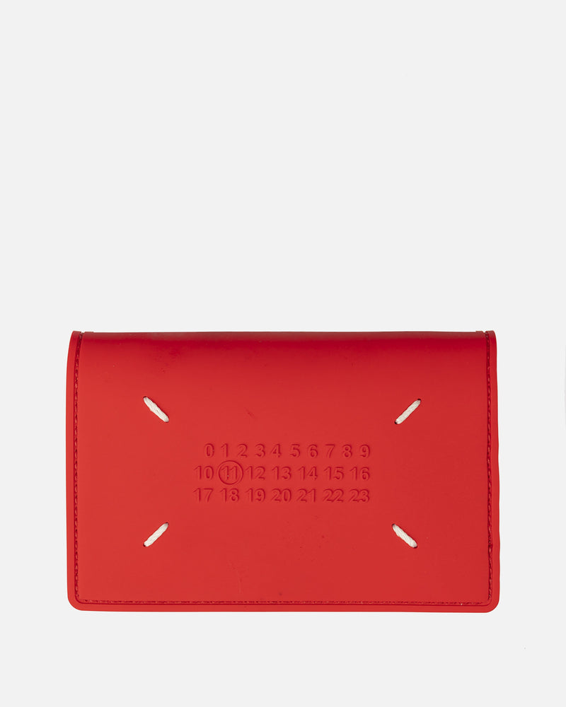 Maison Margiela Leather Goods Rubberized Fold Card Holder in Red