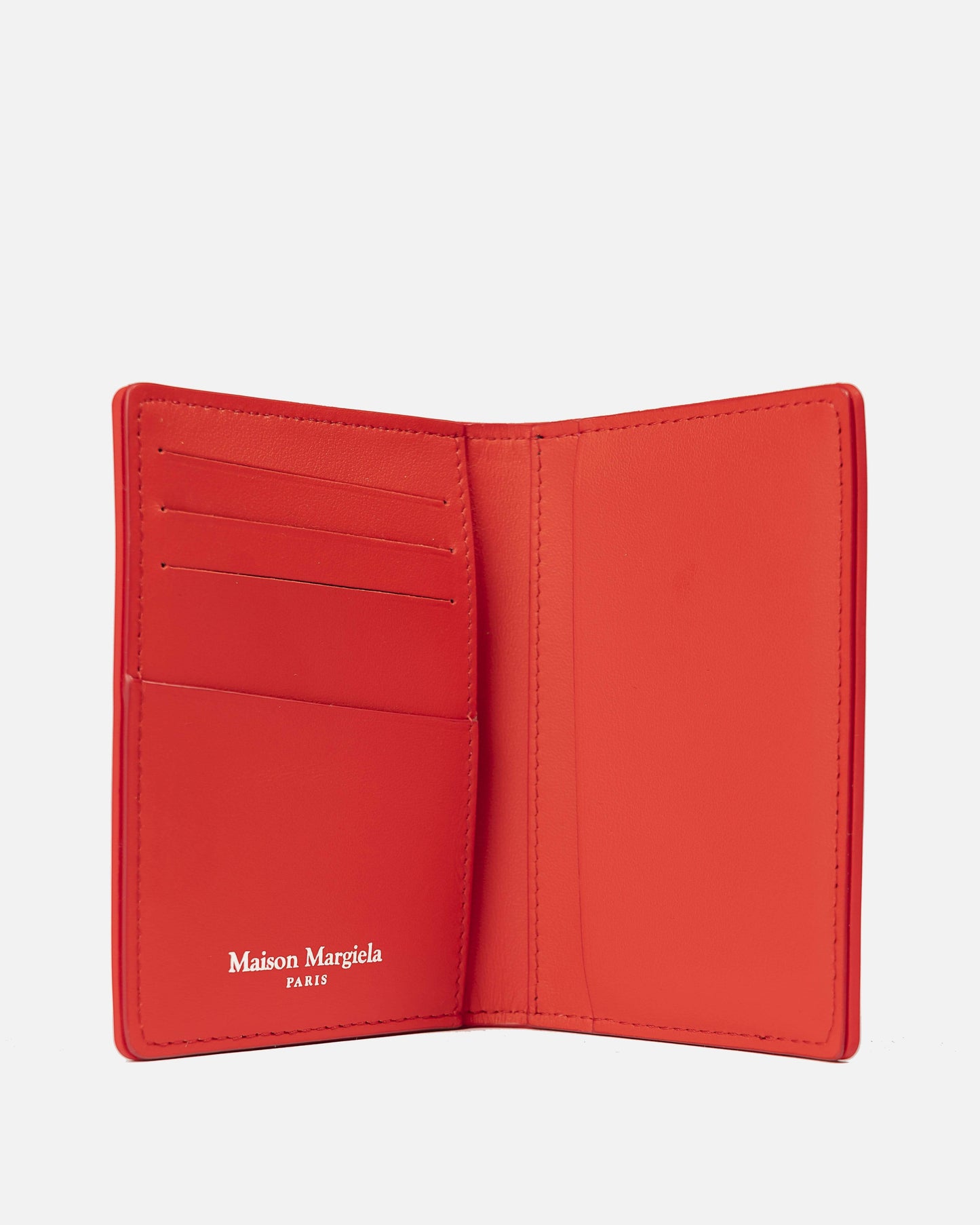 Maison Margiela Leather Goods Rubberized Fold Card Holder in Red
