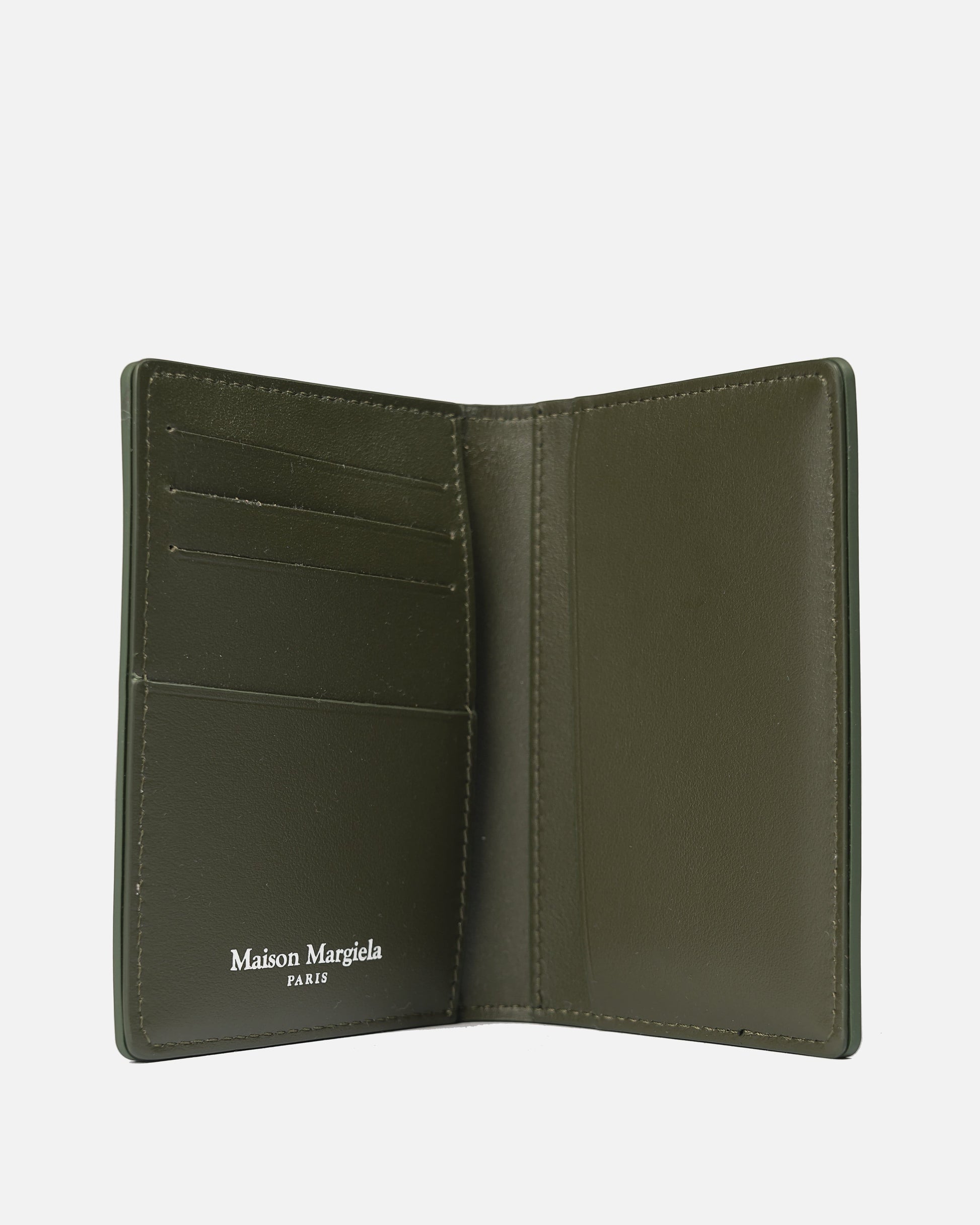 Maison Margiela Leather Goods Rubberized Fold Card Holder in Thyme