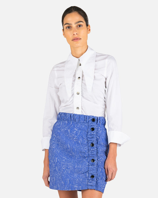 Ganni Women Tops Ruched Shirt in Bright White