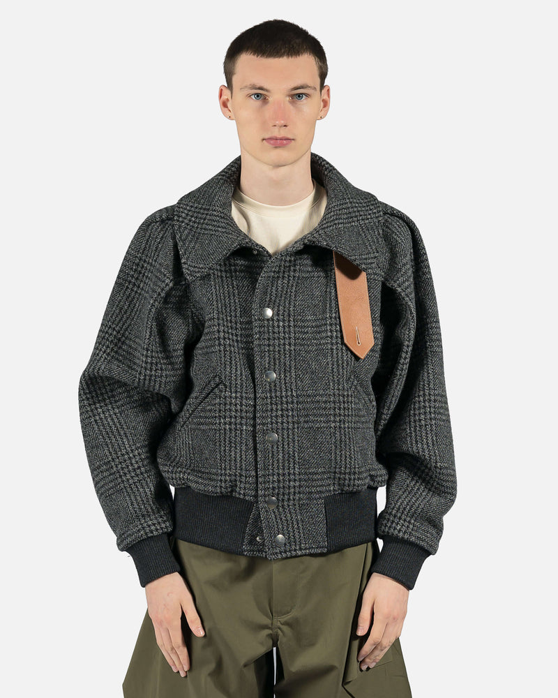 JW Anderson Men's Jackets Ruched Sleeve Bomber in Black/White