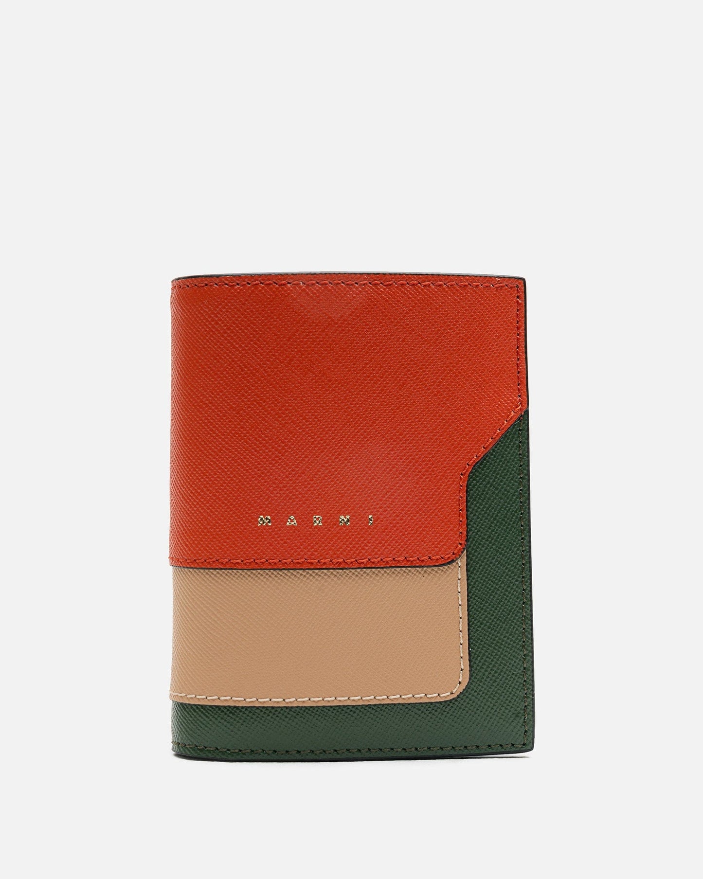 Marni Leather Goods Saffiano Leather Bifold Wallet in Brick/Gazebo