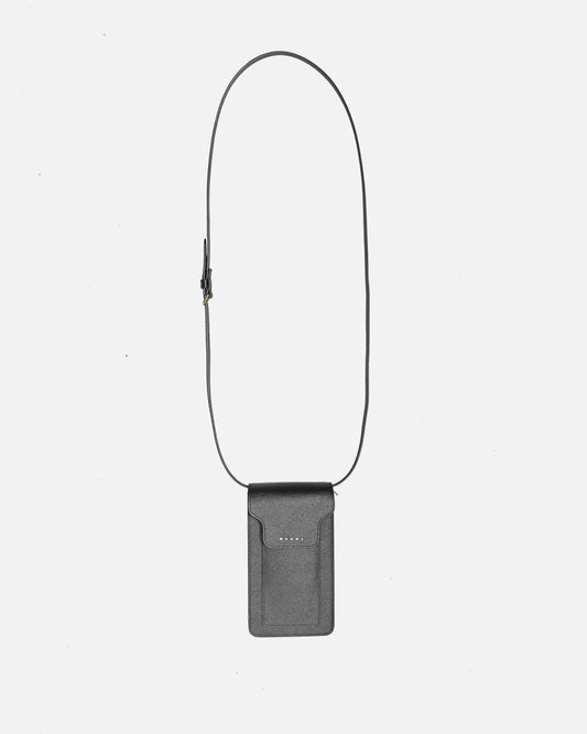 Marni Leather Goods Saffiano Leather Phone Case in Black