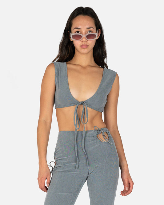 Paloma Wool Women Tops Sasha Reversible Top with Strings in Grey