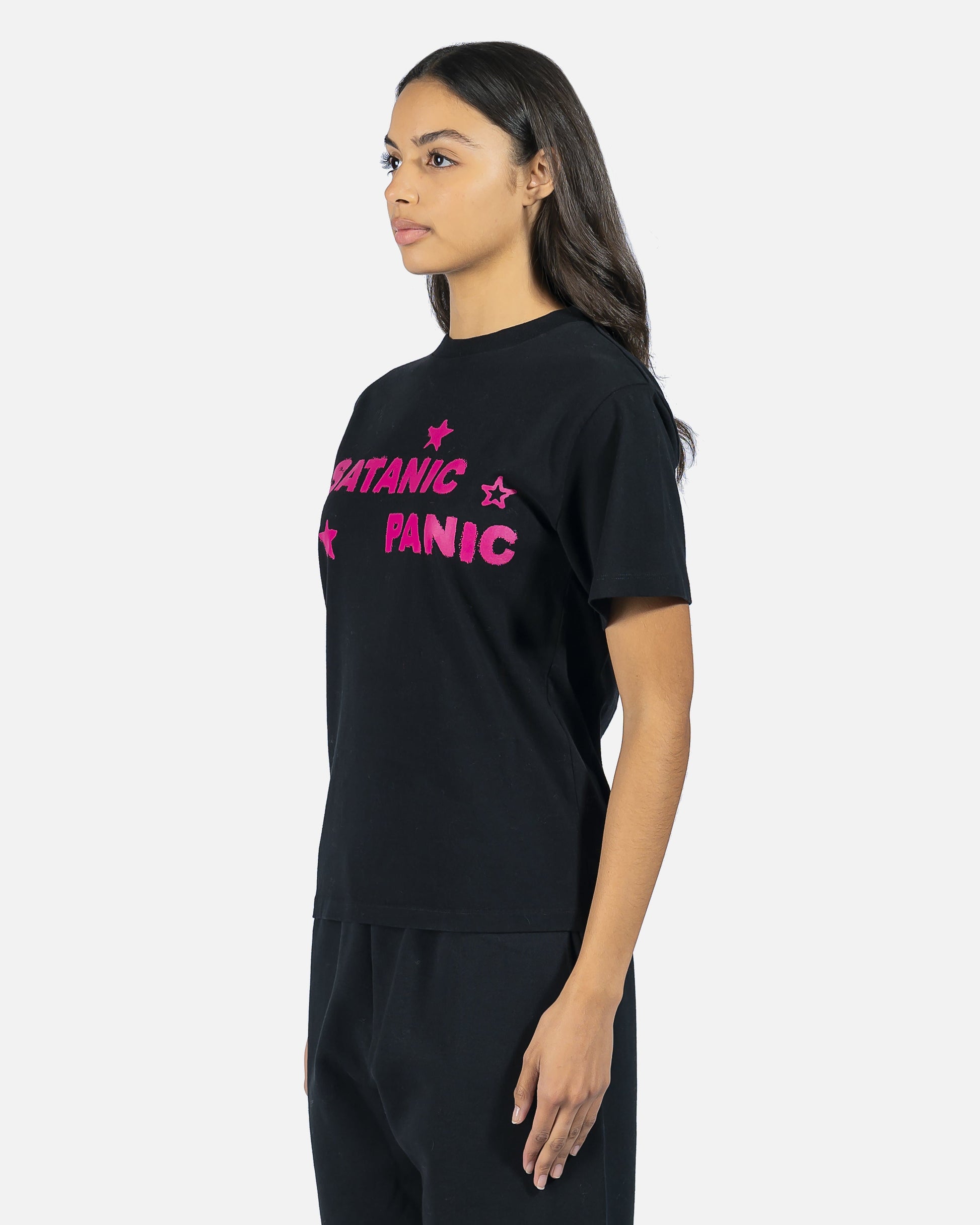 Aries Women T-Shirts Satanic Panic Tee in Black