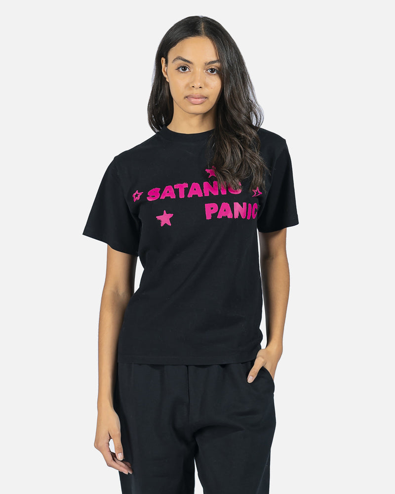 Aries Women T-Shirts Satanic Panic Tee in Black