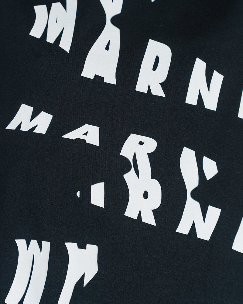 Marni Men's T-Shirts Scanned Logo T-Shirt in Black