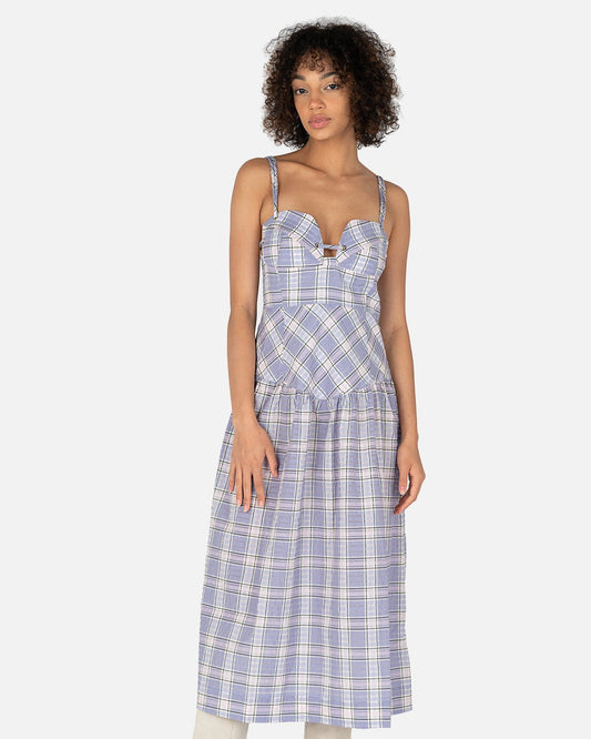 Ganni Women Dresses Seersucker Check Dress in Persian Violet