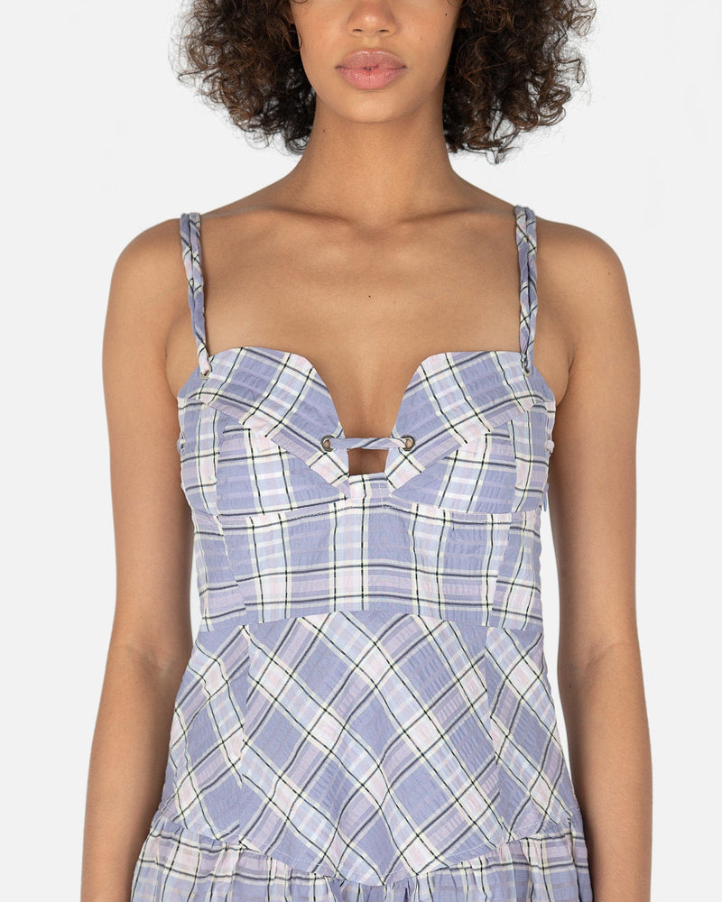 ganni purple seersucker dress GANNI Purple Seersucker Midi Dress GANNI