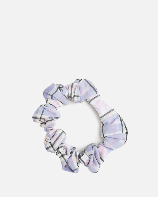Ganni Jewelry Seersucker Check Scrunchie in Check Persian Violet