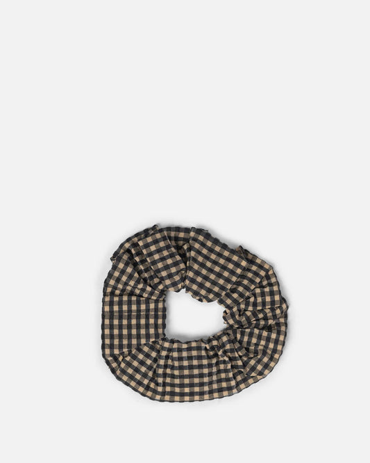 Ganni Seersucker Check Scrunchie in Gingham Starfish