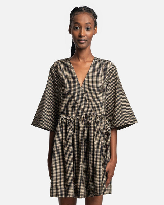 Ganni Women Dresses Seersucker Check Wrap Mini Dress in Gingham Starfish