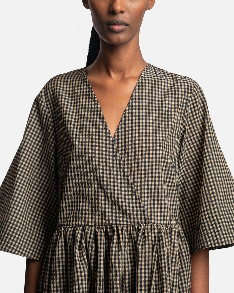 v neck check mini dress Motley Mini Dress Brown Check Petite