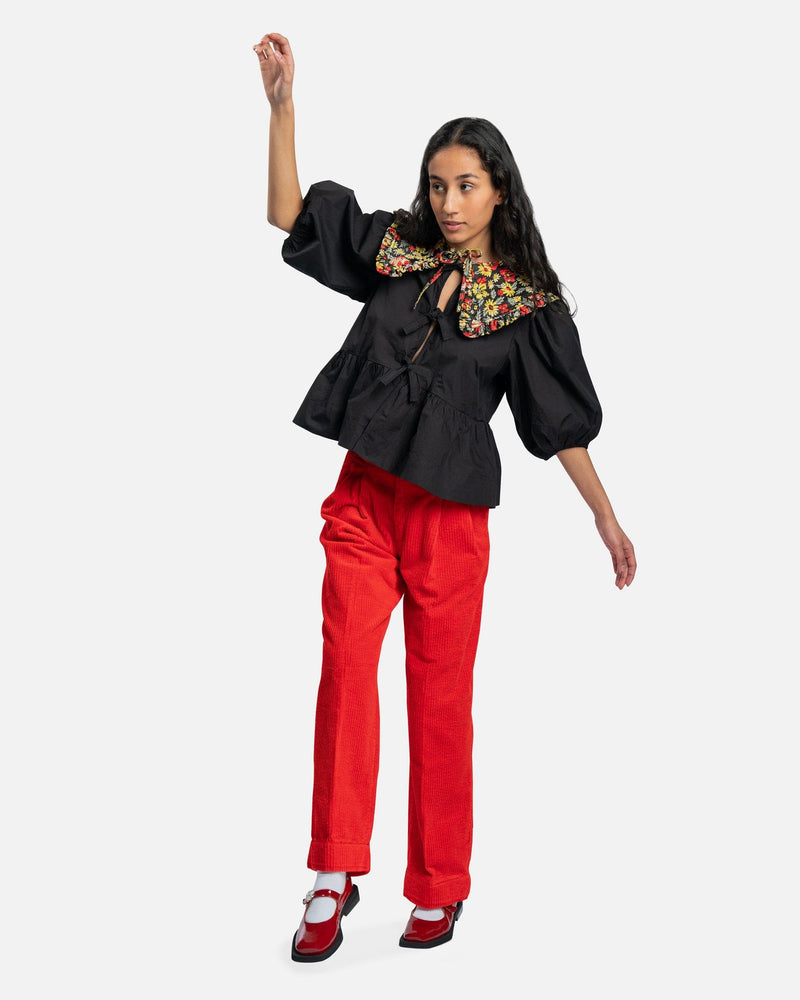 Seersucker Sleeveless Ribbon Blouse in Black – SVRN