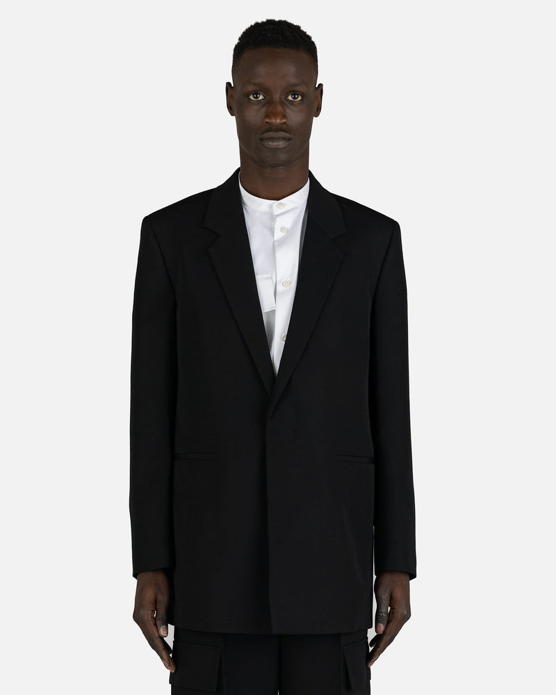 Jil Sander Men's Jackets Sharp Wool Gabardine Blazer in Black