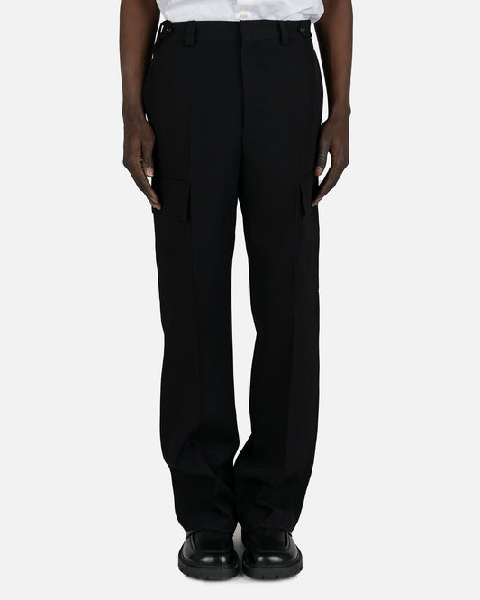 Jil Sander Men's Pants Sharp Wool Gabardine Cargo Trousers in Black