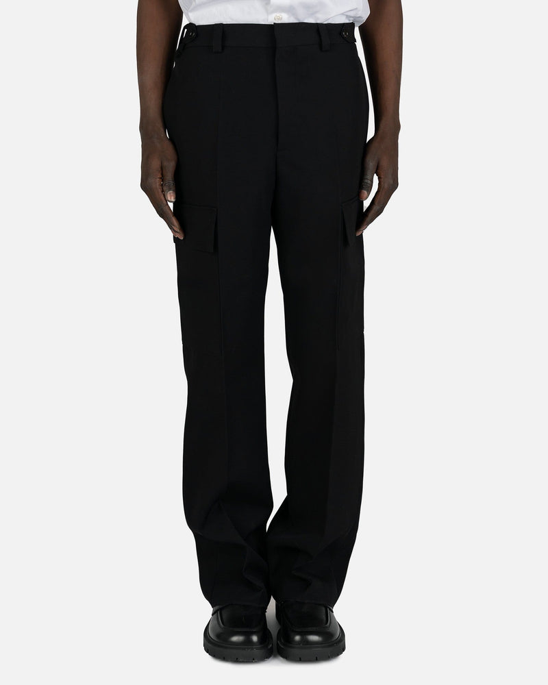 Jil Sander Men's Pants Sharp Wool Gabardine Cargo Trousers in Black