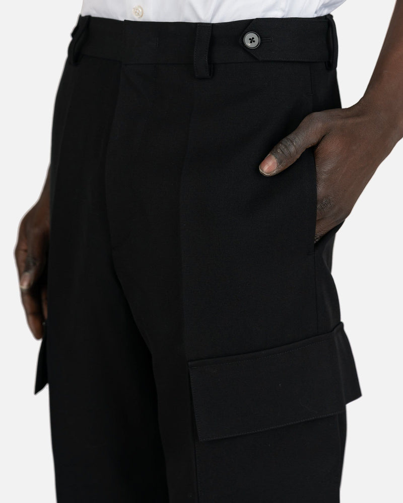 Jil Sander Men's Pants Sharp Wool Gabardine Cargo Trousers in Black