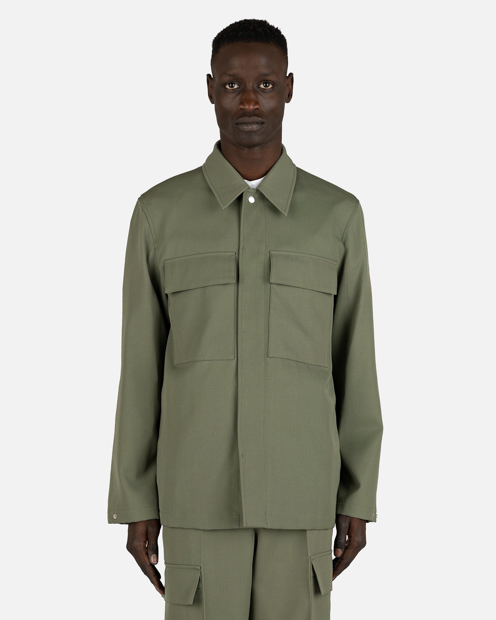 Jil Sander Men's Jackets Sharp Wool Gabardine Sport Jacket in Green
