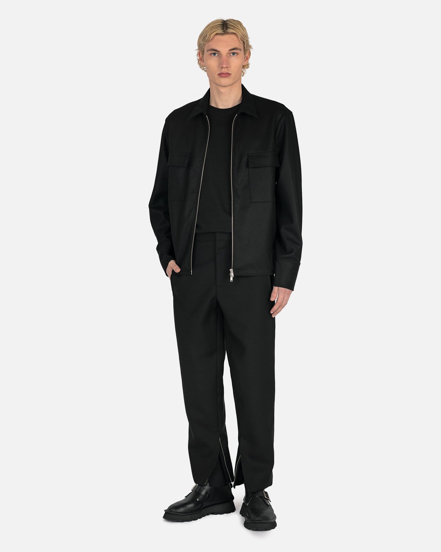 Jil Sander Men's Pants Sharp Wool Serge Trouser in Black