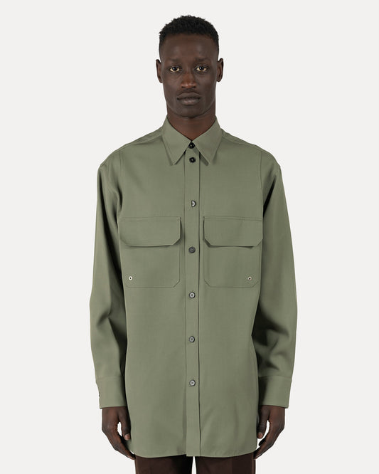 Jil Sander Men's Shirts Sharp Wool Shirt in Green
