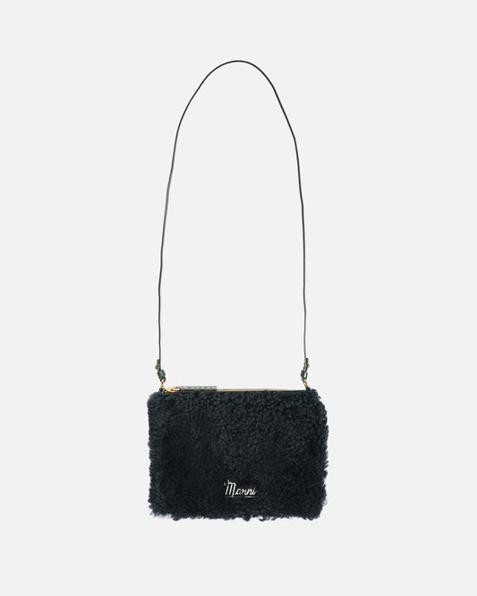 Marni Women Bags Shearling Pochette in Black/Green