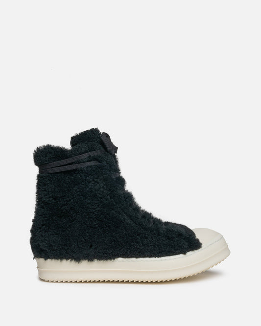 Rick Owens Men's Sneakers Shearling Ramones in Black/Milk