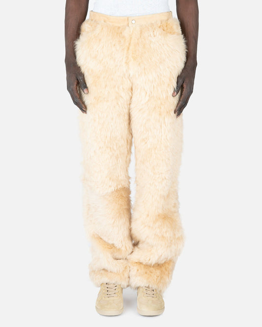 ERL Men's Pants Sheepskin Leather Pants in Beige