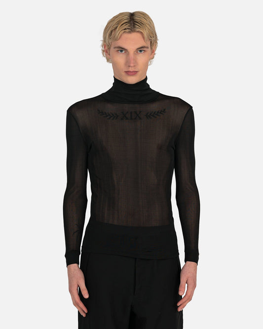 Maison Margiela Men's Tops Sheer High Neck Top in Black