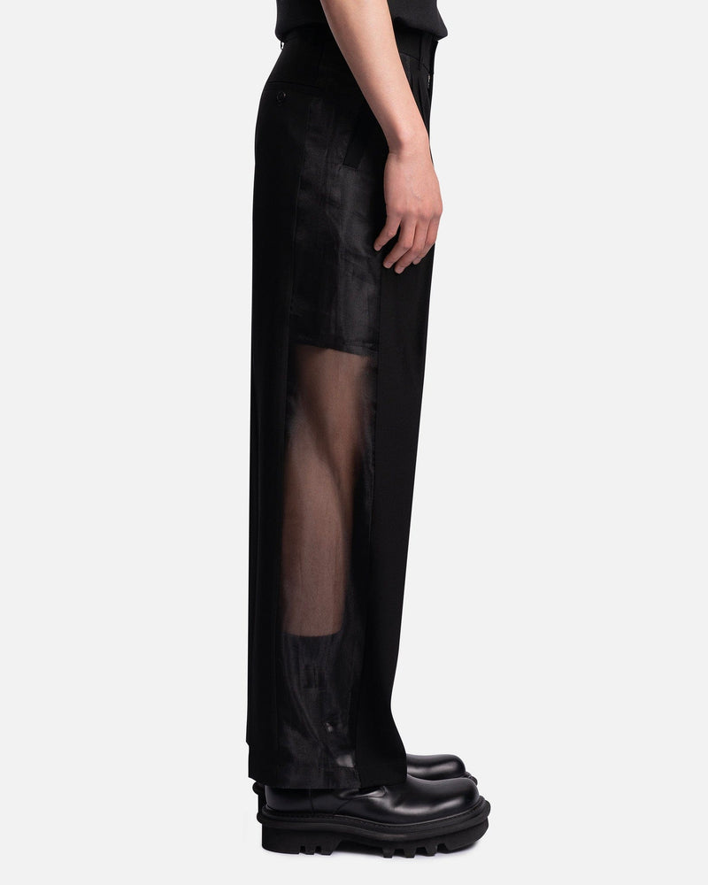 Feng Chen Wang Men's Pants Sheer Panel Trousers in Black