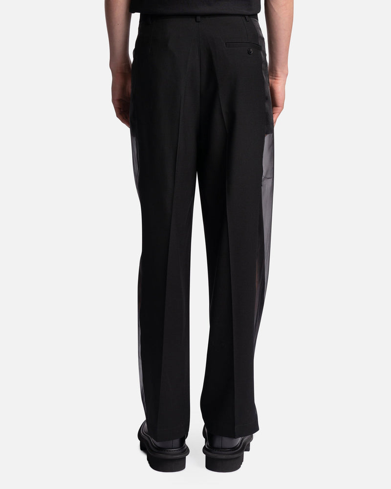 Feng Chen Wang Men's Pants Sheer Panel Trousers in Black