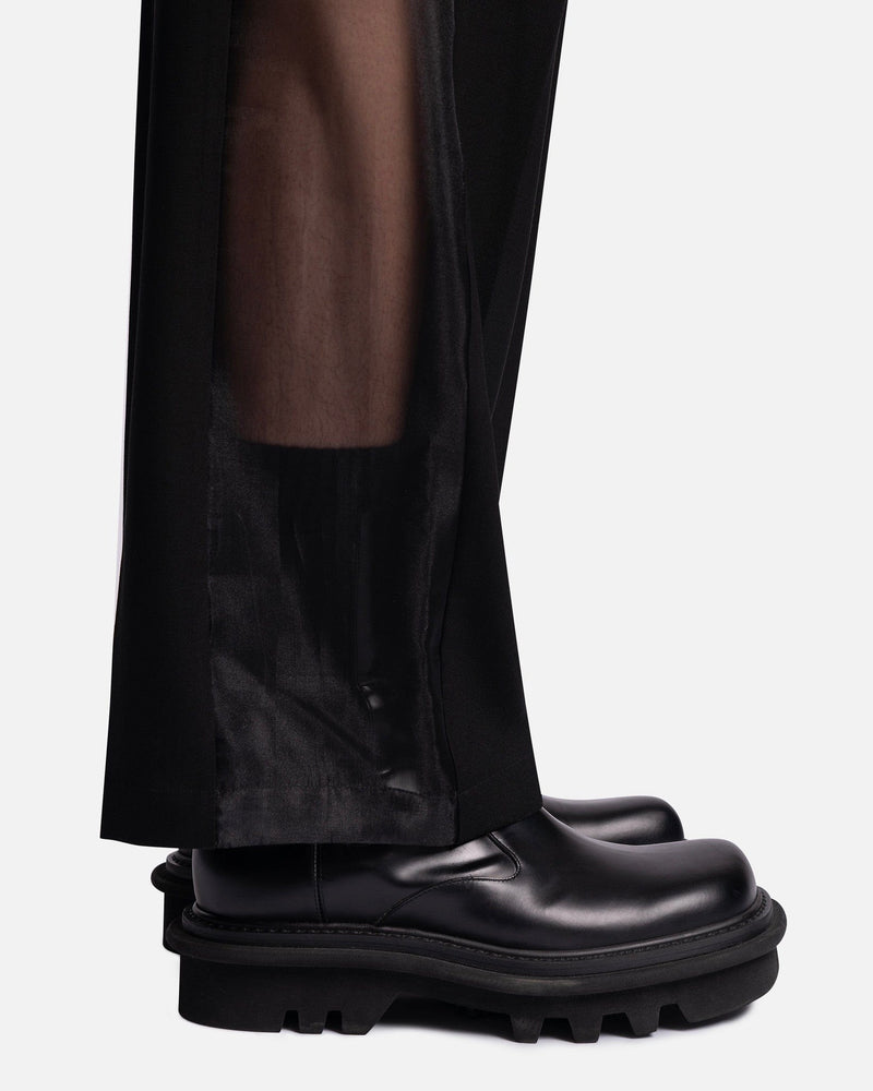 Feng Chen Wang Men's Pants Sheer Panel Trousers in Black
