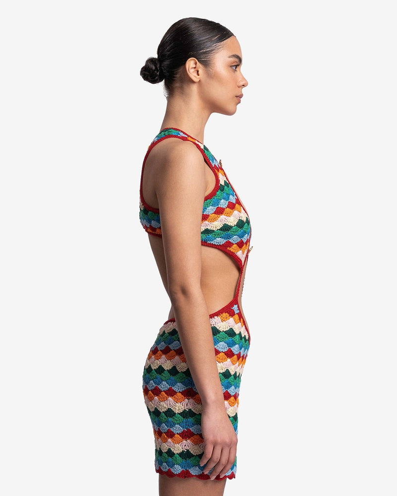 Shell Crochet Dress in Rainbow Multi