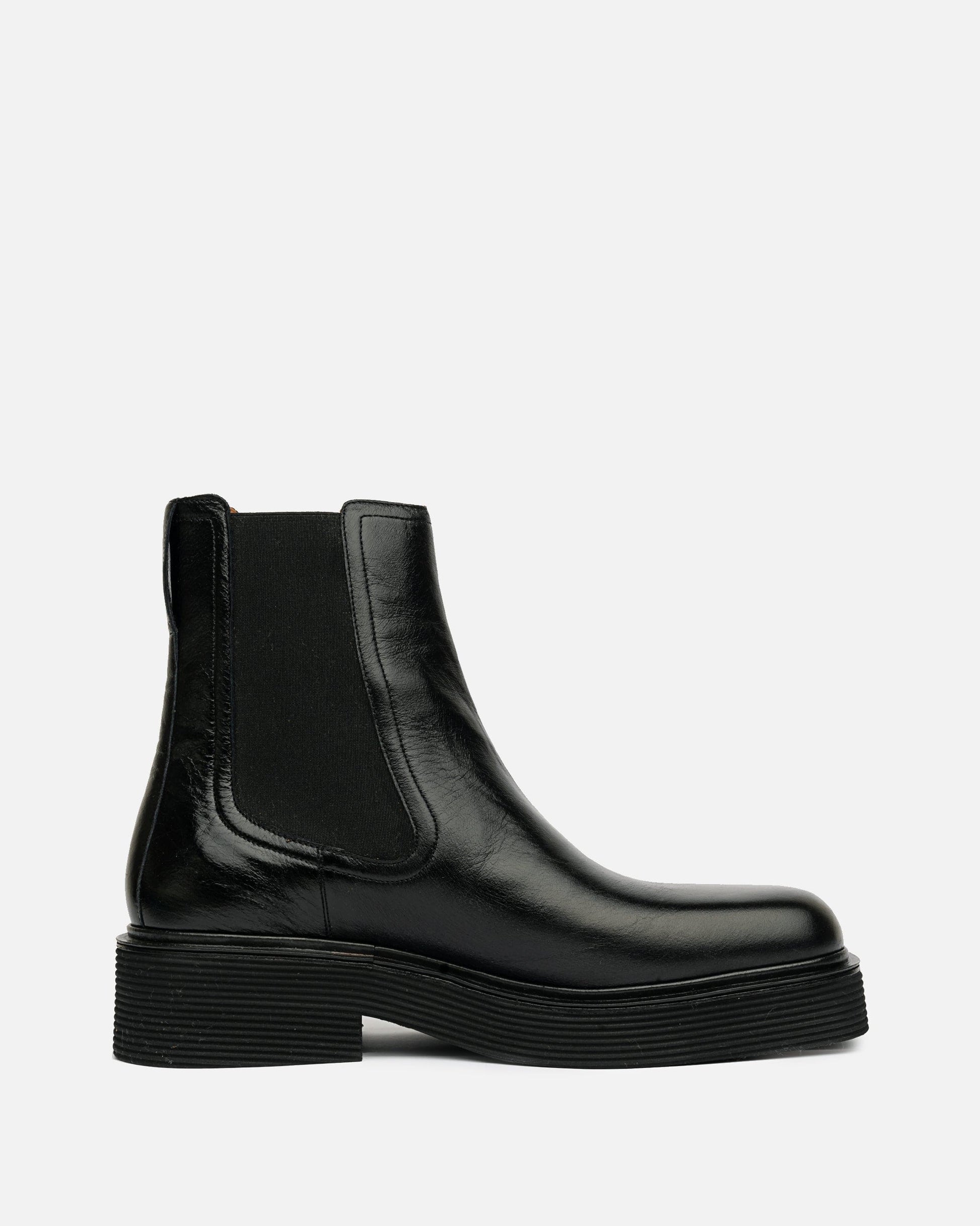 Marni Men's Boots Shiny Leather Chelsea Boot in Black