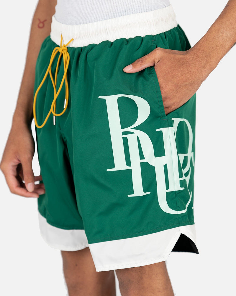 Rhude Men's Shorts Side Logo Shorts in Forest Green