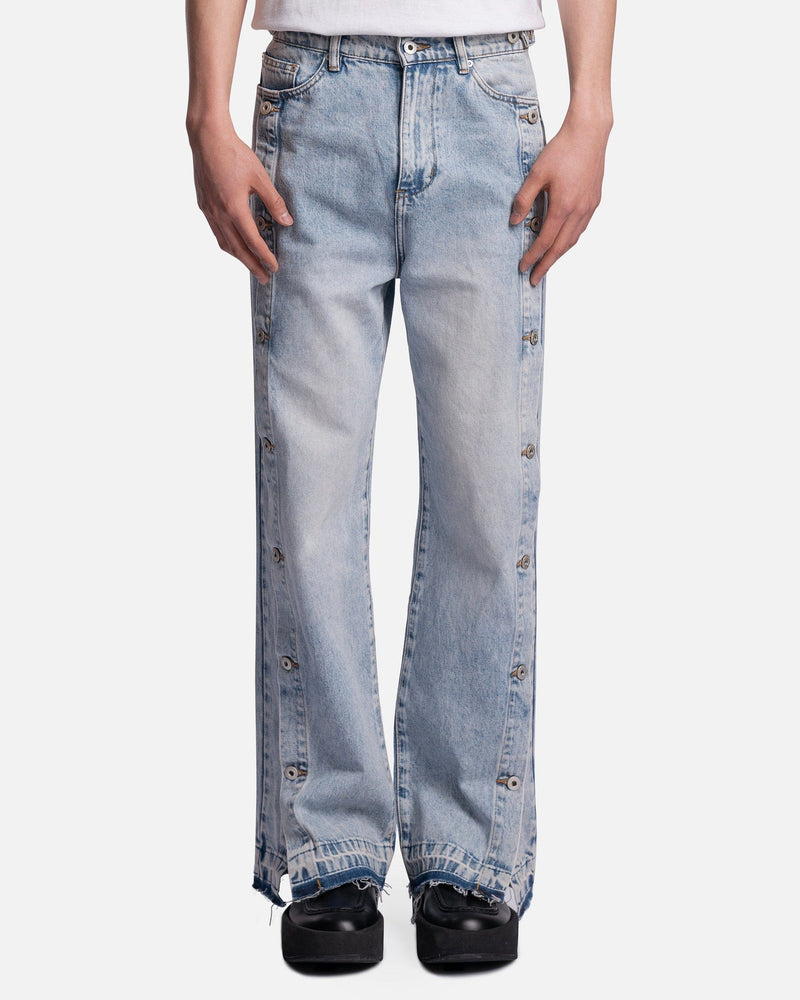 Feng Chen Wang Men's Jeans Side Release Denim Pants in Blue